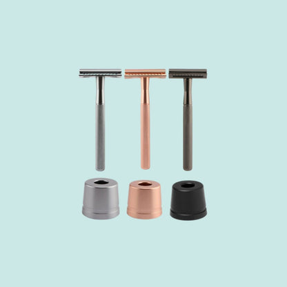 SAFETY RAZOR SCHEERMES + HOUDER + MESJES  | 3 kleuren